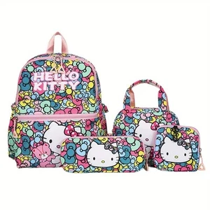 Rosa Hello Kitty Rucksack Set, Federmäppchen, Rucksack, Handtasche & Kosmetiktasche 4tlg - Bild 1 von 2