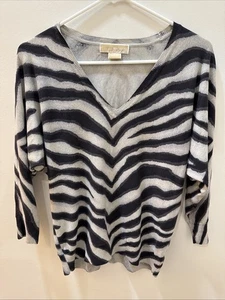 Michael Kors Pullover Zebramuster PS Petite Small V-Ausschnitt 3/4 Arm - Bild 1 von 10