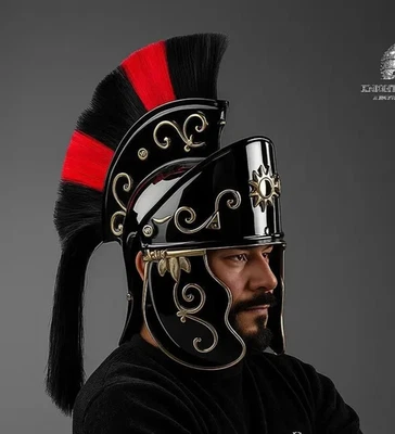 Roman Imperial Soldier Helmet- Medieval Knight Warrior Roman Helmet Steel & Bras - Image 1 of 4