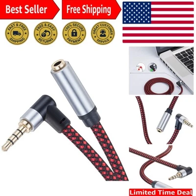 Audio Mic Extension Cable 3Ft,90 Degree TRRS 3.5mm Aux Headphone Extender 4-P... - Image 1 of 4