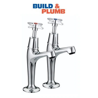 Bristan Value Crosshead High Neck Sink Pillar Taps VAX HNK C - Image 1 of 3