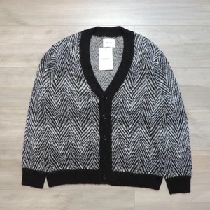 NN07 No Nationality Billy Mohair Wool Cardigan Black Mens XL NWT Button Up $330 - Picture 1 of 10