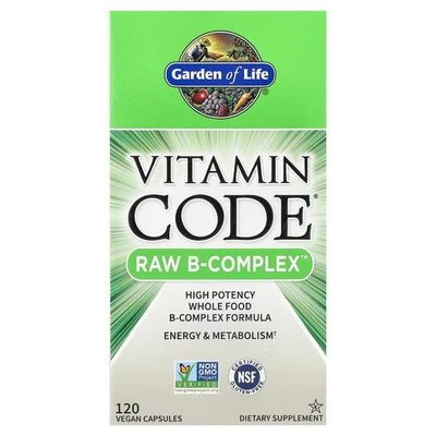 Garden of Life Vitamin Code Complejo B Crudo 120 Cápsulas Veganas Sin Gluten, Kosher, Sin Foto 1 de 3