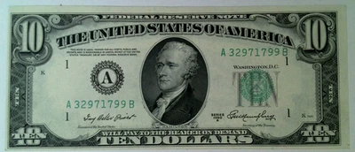 $10 1950 A Boston Federal Reserve Notes  Crisp UNC Ten Dollar Bills A32971799B - Image 1 of 4