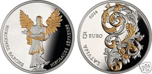 MONEDA DE PLATA ÁNGEL CHURC Letonia Letonia 5 euros 2014 Barroco de Curlandia PRUEBA - Imagen 1 de 1
