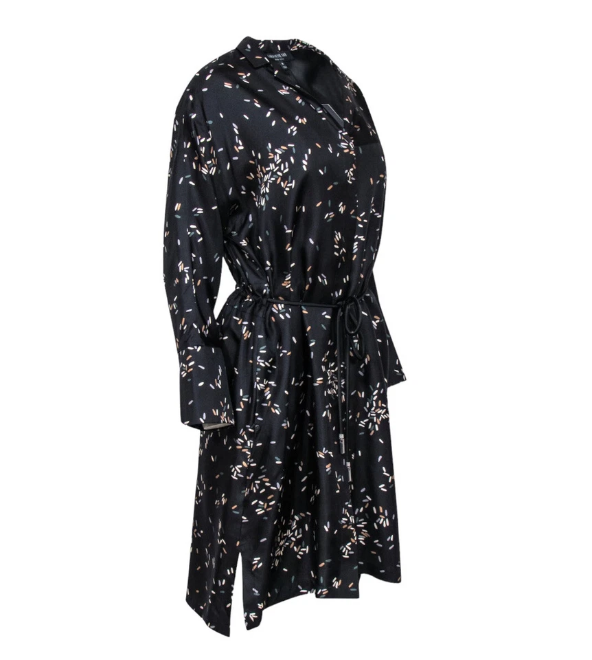 Lafayette 148 Black Multicolor Sprinkle Print Batwing Sleeve Silk Dress Medium - Image 1 of 4