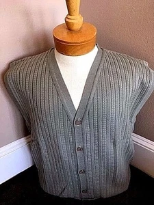 New NWT Pringle Merino Wool Mens M-XL Olive/Grey Cardigan Sweater Vest - Picture 1 of 1