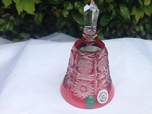 BOHEMIA REINA ENCAJE CORTE A MANO 24% PLOMO ORO RUBÍ CARCASA CRISTAL CAMPANA 5" COMO NUEVA EN CAJA - Imagen 1 de 4