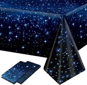 2 Pack Space Tablecloth Plastic Galaxy Table Cloth All Printed Starry Sky Waterp - Picture 1 of 3