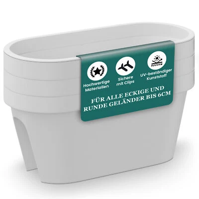 Blumenkasten Balkongeländer Blumentopf mit Clips Balkon Pflanzkübel 60x28x25cm - Bild 1 von 4