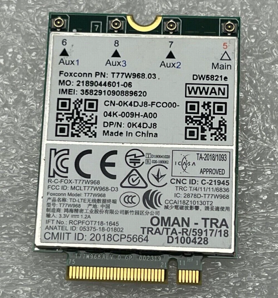 Dell Latitude 5420 5424 7424 Snapdragon X20 LTE 4G Wireless Card A00 K4DJ8 - Image 1 of 1