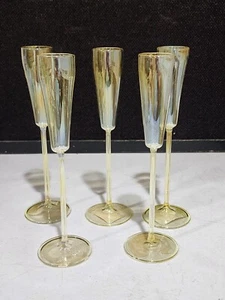 SET OF 5- VIETRI Italy Yellow Iridescet Cordial Glasses NEVER USED - Picture 1 of 7