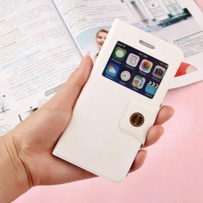 Funda abatible de cuero PU con ventana de vista única diseño de soporte de moda para iphone6 Foto 1 de 3