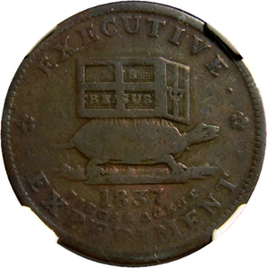 1837 Illustrious Predecessor Hard Times Token HT-33 NGC VG 8 BN (19-19) - Picture 1 of 4