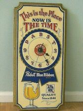 Pabst Blue Ribbon Beer Sign Vintage 1979 wall clock Milwaukee brewery -WORKS