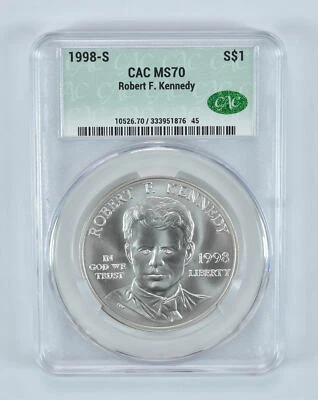 1998-S Robert F Kennedy Commemorative Silver Dollar MS70 CAC - Image 1 of 4