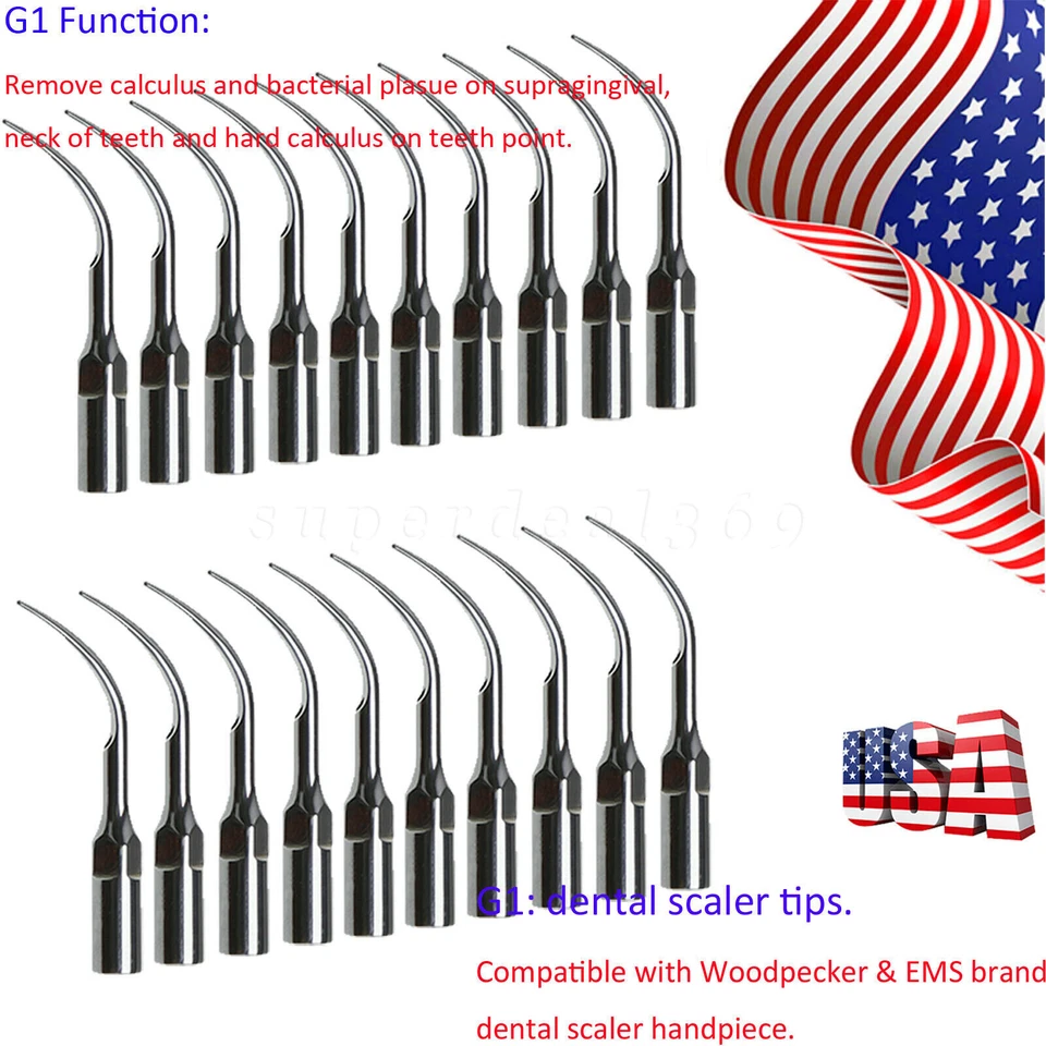 Dental Ultrasonic Piezo Scaler Perio Tips G1 Fit EMS Woodpecker Handpiece Or - Image 1 of 2