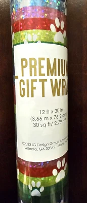 Rainbow Wrapping Paper  With Paw - Image 1 of 2