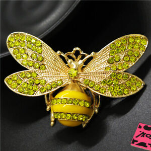 New Yellow Enamel Cute Bee Honey Crystal Betsey Johnson Charm Brooch Pin