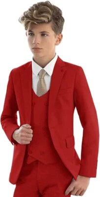 Traje para Niños Boda Esmoquin Calce Ajustado 3 Piezas Niños Formal Esmoquin Traje Niño Blazer Foto 1 de 4