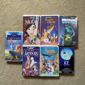 Walt Disney VHS Tapes Masterpiece Collection Lot Of 7 Not Tested Mulan ET Beauty - Picture 1 of 7