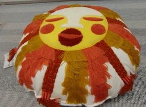 Sun 16" Pillow Boho Hippie Earth Colors Circle Pillow Heavy NEW MADE INDIA - Picture 1 of 18