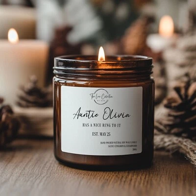 Vela perfumada anuncio embarazo tía 170 ml tarro ámbar cera de soja set de regalo Reino Unido Foto 1 de 2