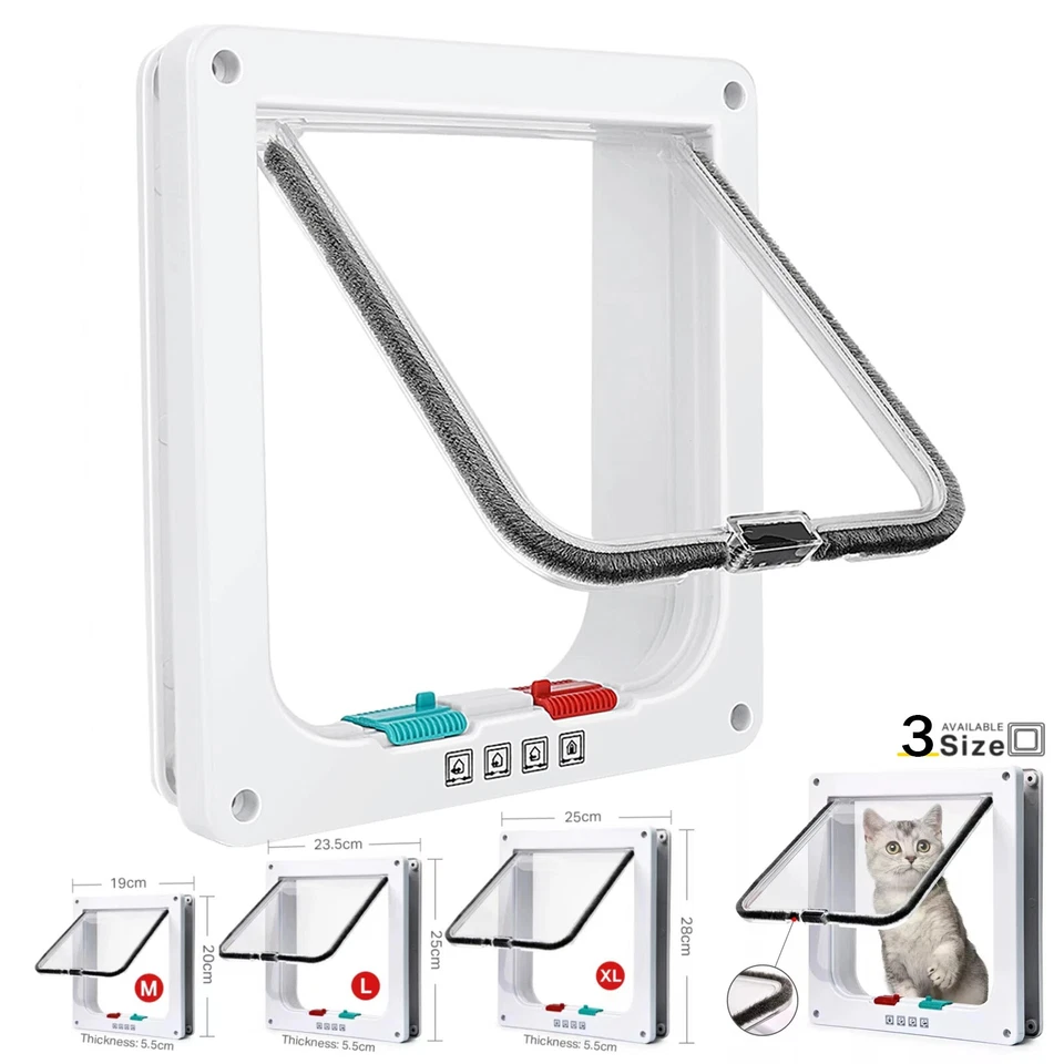 Cat Flap Door Magnetic Pet Door with 4 Way Lock Controllable Gate Safety in&out - Image 1 of 4