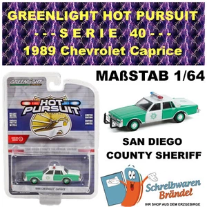 GREENLIGHT 1989 CHEVROLET CAPRICE SAN DIEGO COUNTY SHERIFF HOT PURSUIT 40 #42980 - Bild 1 von 4
