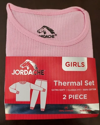 JORDACHE NIÑA ROSA TÉRMICO DOS PIEZAS LARGO CONJUNTO ROPA INTERIOR TALLA 14-16 NUEVO Foto 1 de 2