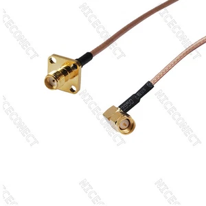 SMA Panel Femenino Montaje Directo a SMA Macho Ángulo Recto Cable RG316 20cm - Imagen 1 de 3