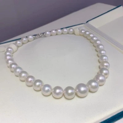 великолепный 11-14 мм Южное море натуральный белый жемчуг ожерелье 18 дюймов 925s(t) - Изображение 1 из 4