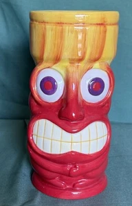 Tiki’s Grill & Bar Waikiki Mug Ceramic Cup Red Yellow Signed 2012 Sebastian - Picture 1 of 6