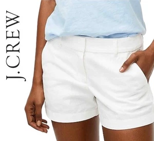 Womens J. Crew Khaki Shorts 4inch White Cotton Chino Size 00 - Picture 1 of 7