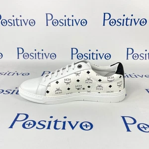 MCM Mens Terrain Derby Visetos White Leather Low Top Shoes US 9 EU 42 New - Picture 1 of 8