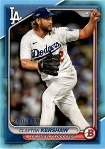 2024 Bowman #56 Clayton Kershaw Sky Blue #/499 Los Angeles Dodgers - Picture 1 of 2