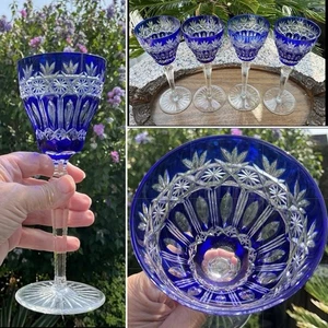 "4 excelentes copas de vino bohemia checa corte a claro corvejón Cremallera Estrella Faceta 8""" - Imagen 1 de 10