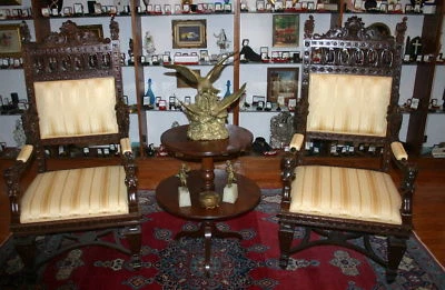 Eighteen Century Carved Fine Pair Of Italian Arm Chairs Figurine  MAGNIFICENT  - Image 1 of 4