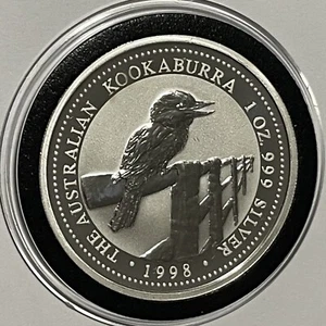 1998 Australian Kookaburra Rare Collector Coin 1 Troy Oz .999 Fine Silver Rounds - Bild 1 von 14