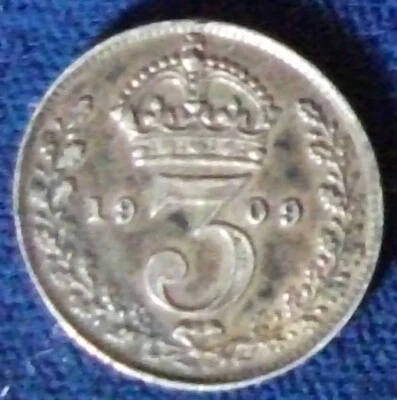 1909 Great Britain Threepence XF - Image 1 of 2