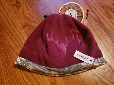 Field & Stream Women's Debossed Reversible Beanie, Camo/Burgundy - 0E_56 - Image 1 of 4