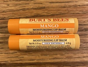 2PK Burt's Bees MANGO Moisturizing Lip Balm 100% Natural Origin 0.15 Oz Each - Picture 1 of 1