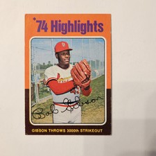 1975 Topps Baseball Card #3 Bob Gibson '74 Highlights