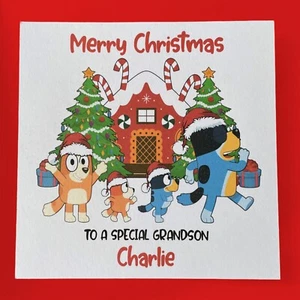 Personalisierte Bluey Weihnachtskarte Enkel Enkelin Sohn Tochter Great Niec - Bild 1 von 5