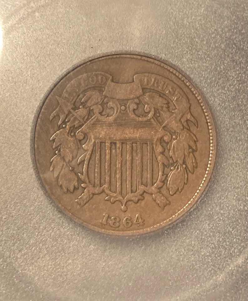 1864 2C  Two Cent Piece Large Motto Rotated Dies VG8 *RARE* - Image 1 of 4