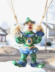 Peggy Foster Handmade Pottery Clown on a Parachute. HTF Hanging Ceramic Art - Picture 1 of 12