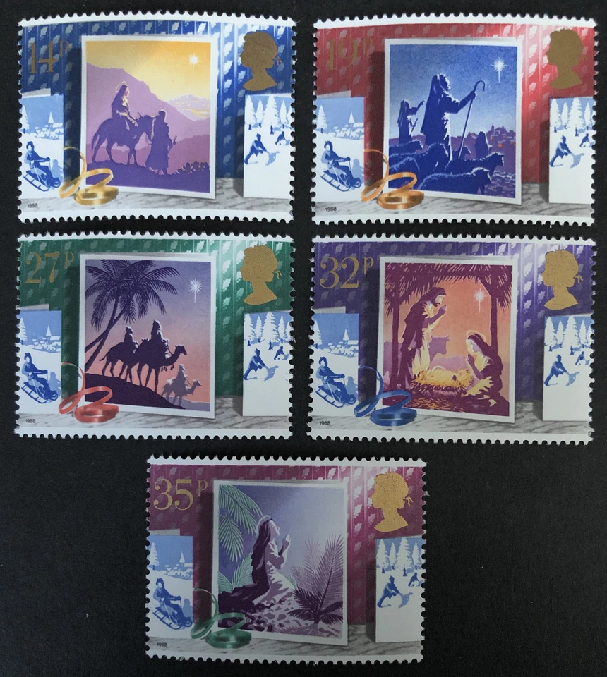 GB 1988 MNH Juego de estampillas de Navidad como nuevas SG 1414 a 1418 con envío y devolución gratuitos del Reino Unido Foto 1 de 1