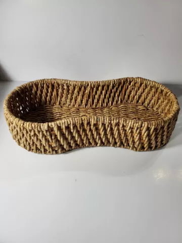 Basket / Peanut shaped / Woven/ plants, office, kitchen, 16 x 9 x 4 inches Cover