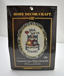 Glad We're Friends Counted Cross Stitch Hoop Kit - Paragon Needlecraft 3.5" x 5" - Picture 1 of 2