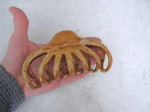 Extra large tan glossy wood effect hair claw clip for thick hair - Picture 1 of 6